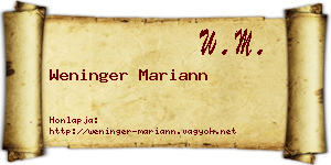 Weninger Mariann névjegykártya